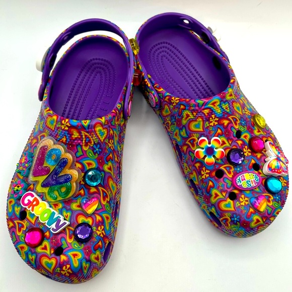 CROCS Shoes - RARE LIMITED EDITION Lisa Frank Crocs Classic Clog Shoes Neon & Jibbitz Womens 8